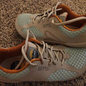 LEMS barefoot shoe mint orange & gray UNISEX like new MEN 8 WOMEN 9.5